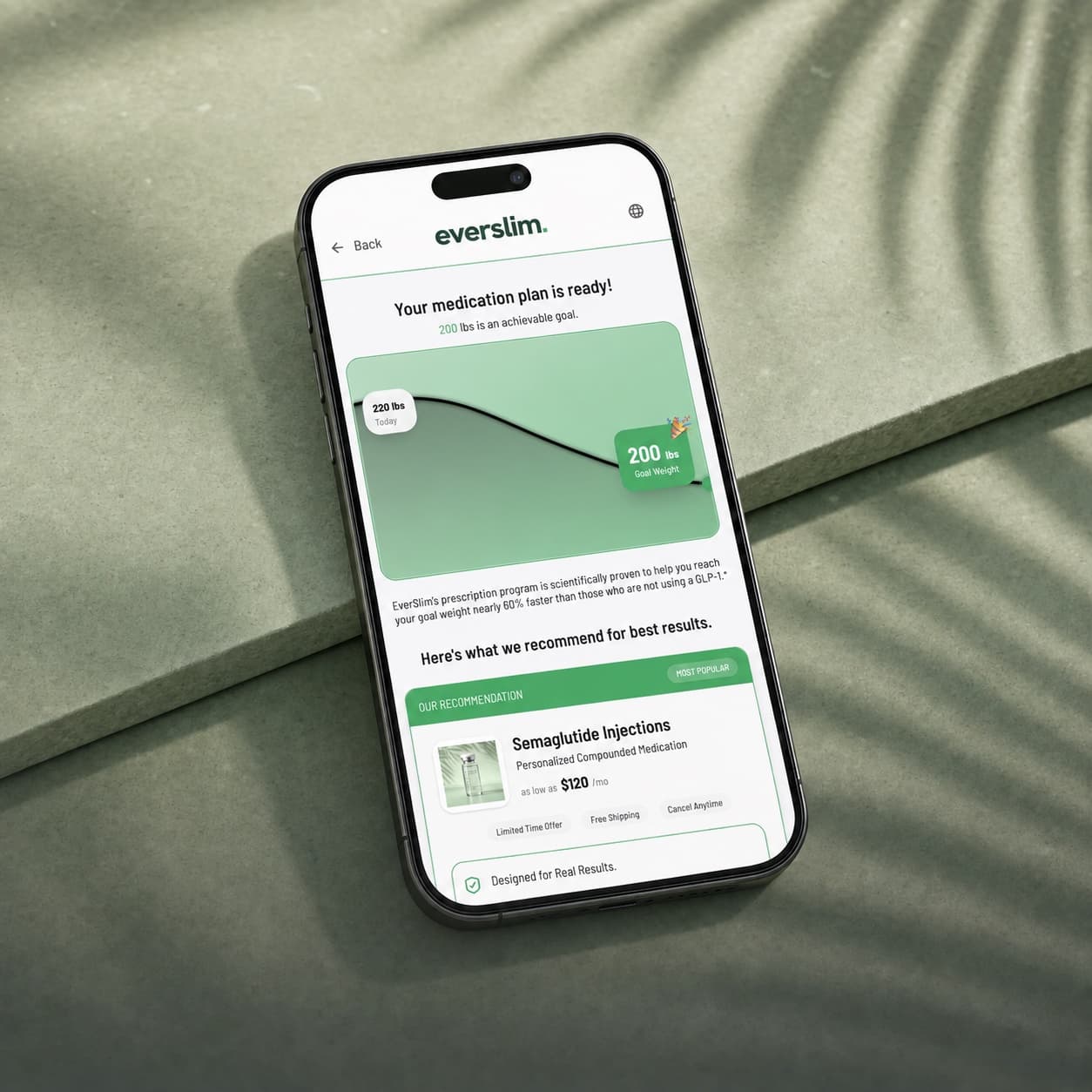 The everslim plan preview on a phone