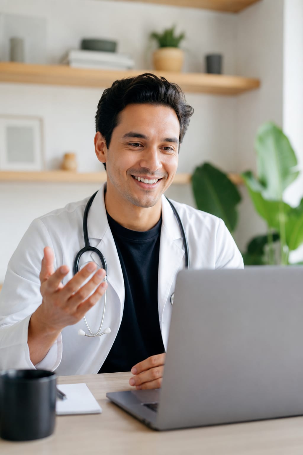 A licensed provider on a video consultation